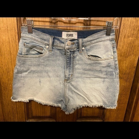 PINK Victoria Secret Distressed Denim‎ Shorts 6 - Picture 1 of 6